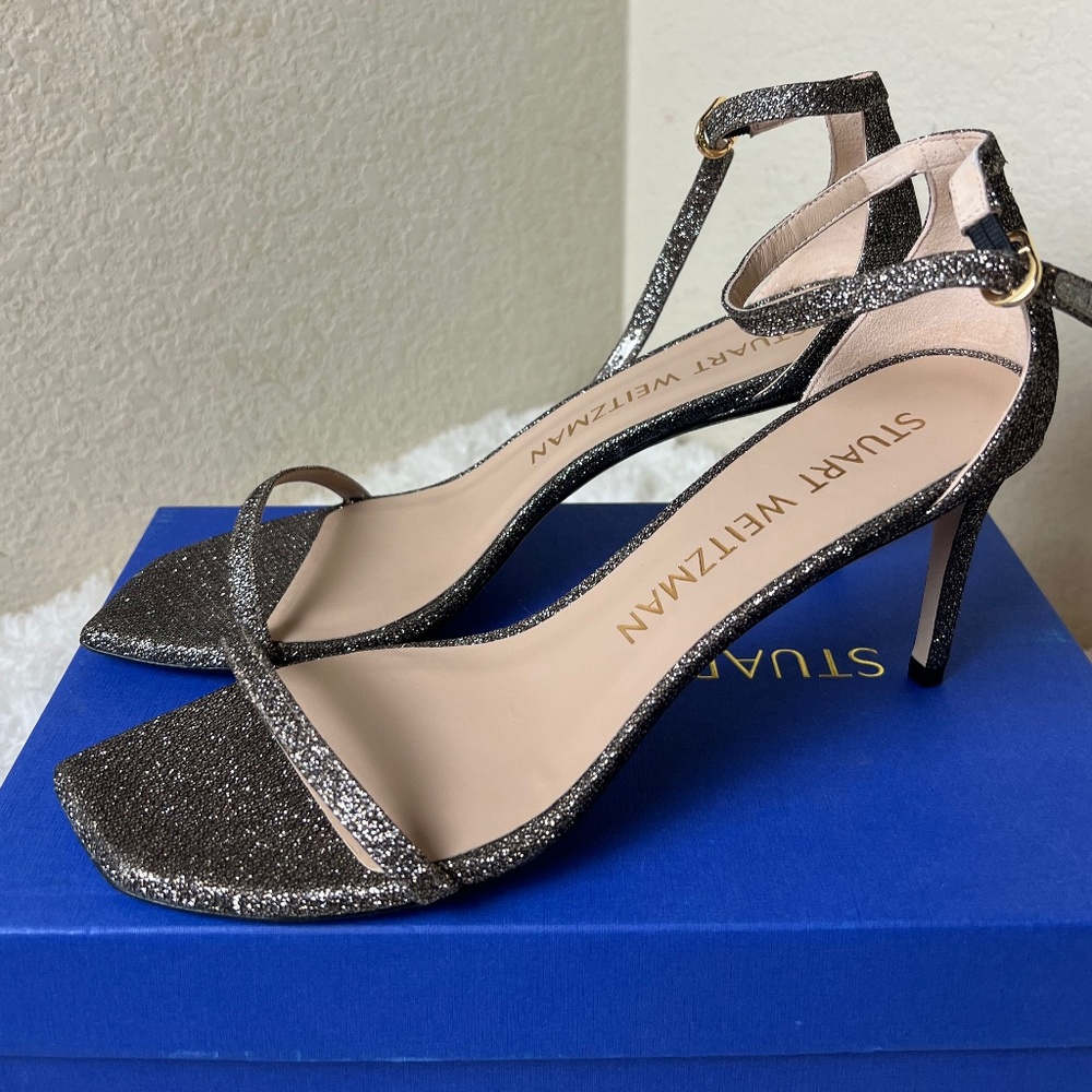 Stuart Weitzman Open Toe Ankle Glitter Sandals Women's Size: 40.5 | US 10